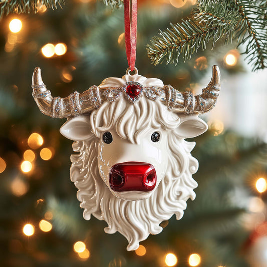 Jeweled Cow Christmas Mica Ornament GFSPQM246