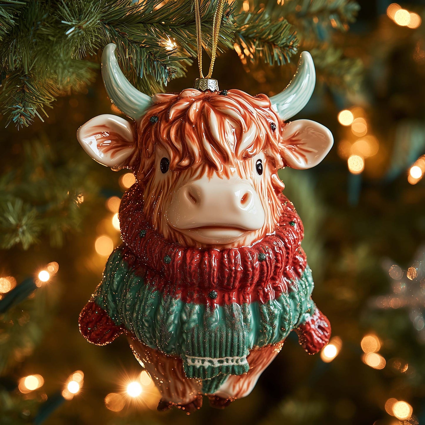 Sweater Cow Christmas Mica Ornament GFSPQM250