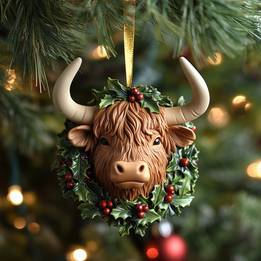 Highland Wreath Christmas Mica Ornament GFSPQM251