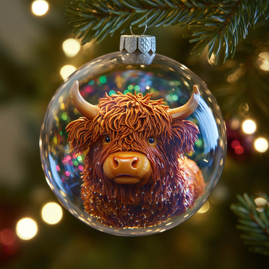 Globe Cow Christmas Mica Ornament GFSPQM254