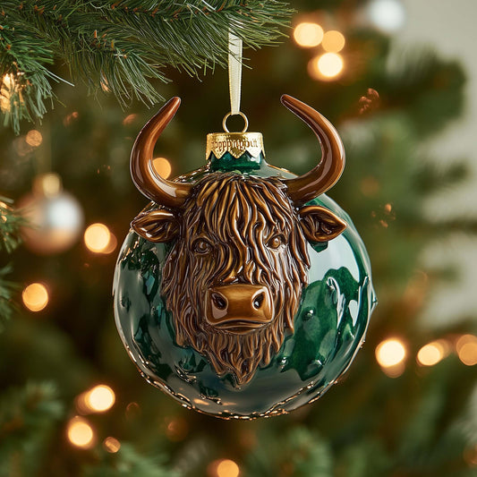 Bronze Cow Christmas Mica Ornament GFSPQM257