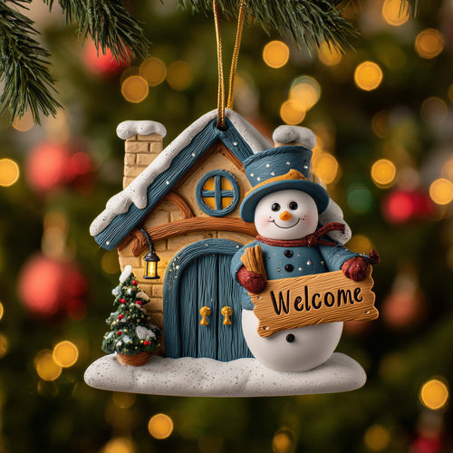 Welcome Snowman Christmas Mica Ornament GFSPQM26