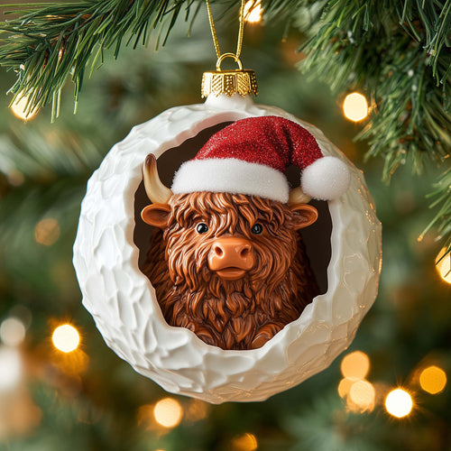 Santa Cow Christmas Mica Ornament GFSPQM260