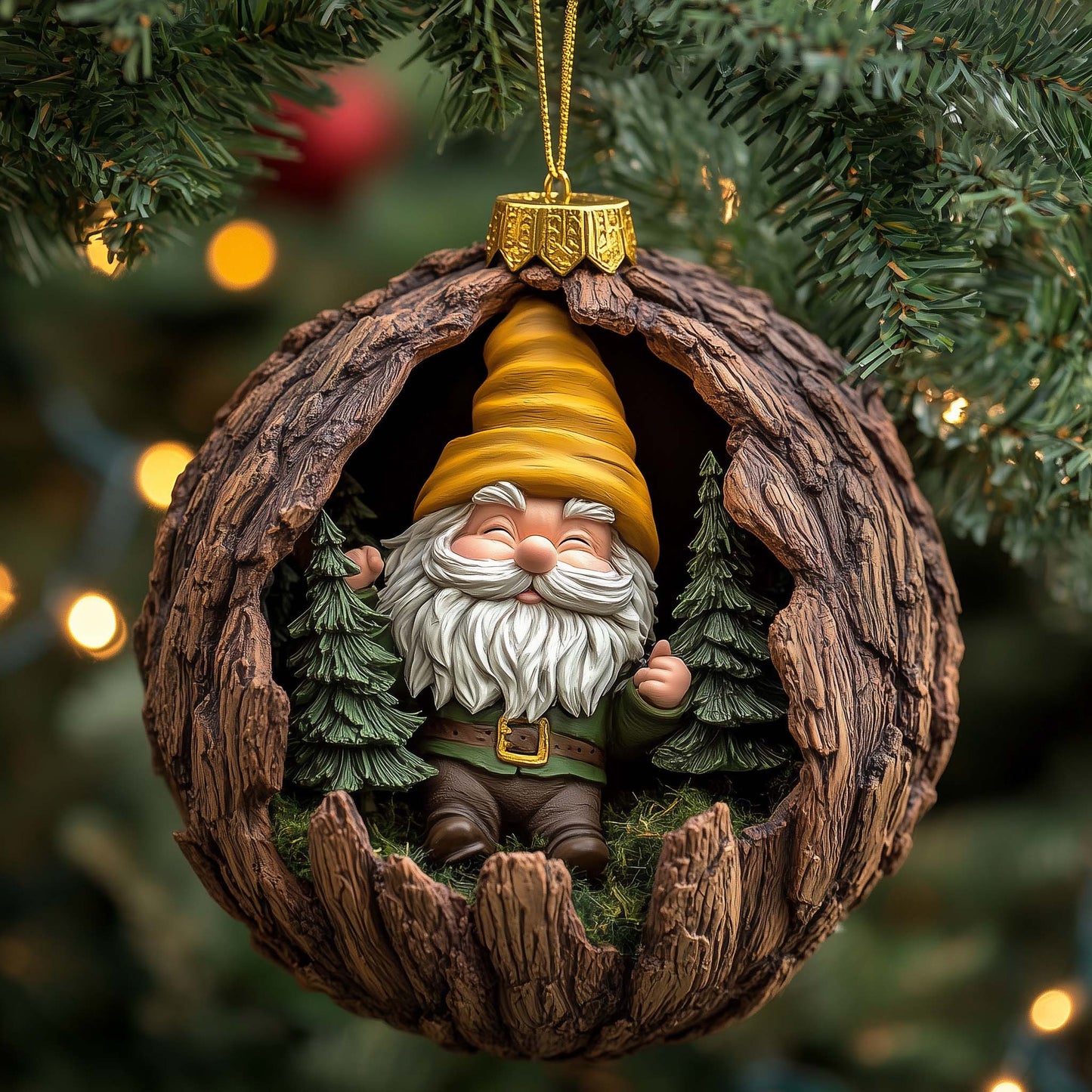 Bark Gnome Christmas Mica Ornament GFSPQM266