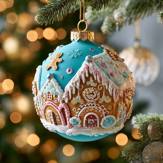 Gingerbread Village Christmas Mica Ornament GFSPQM282