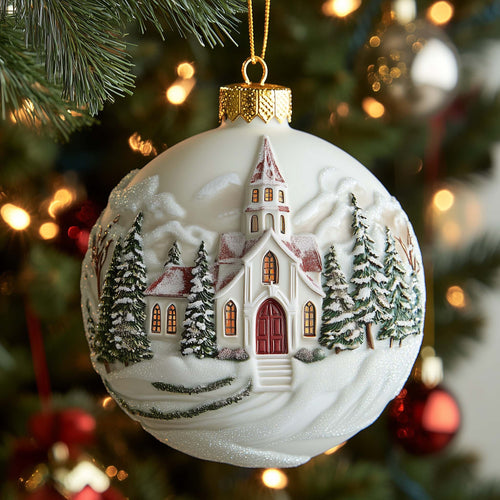 Winter Church Christmas Mica Ornament GFSPQM283