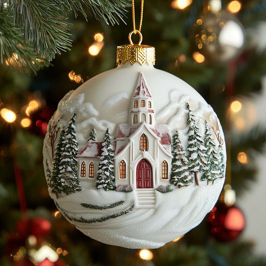 Winter Church Christmas Mica Ornament GFSPQM283