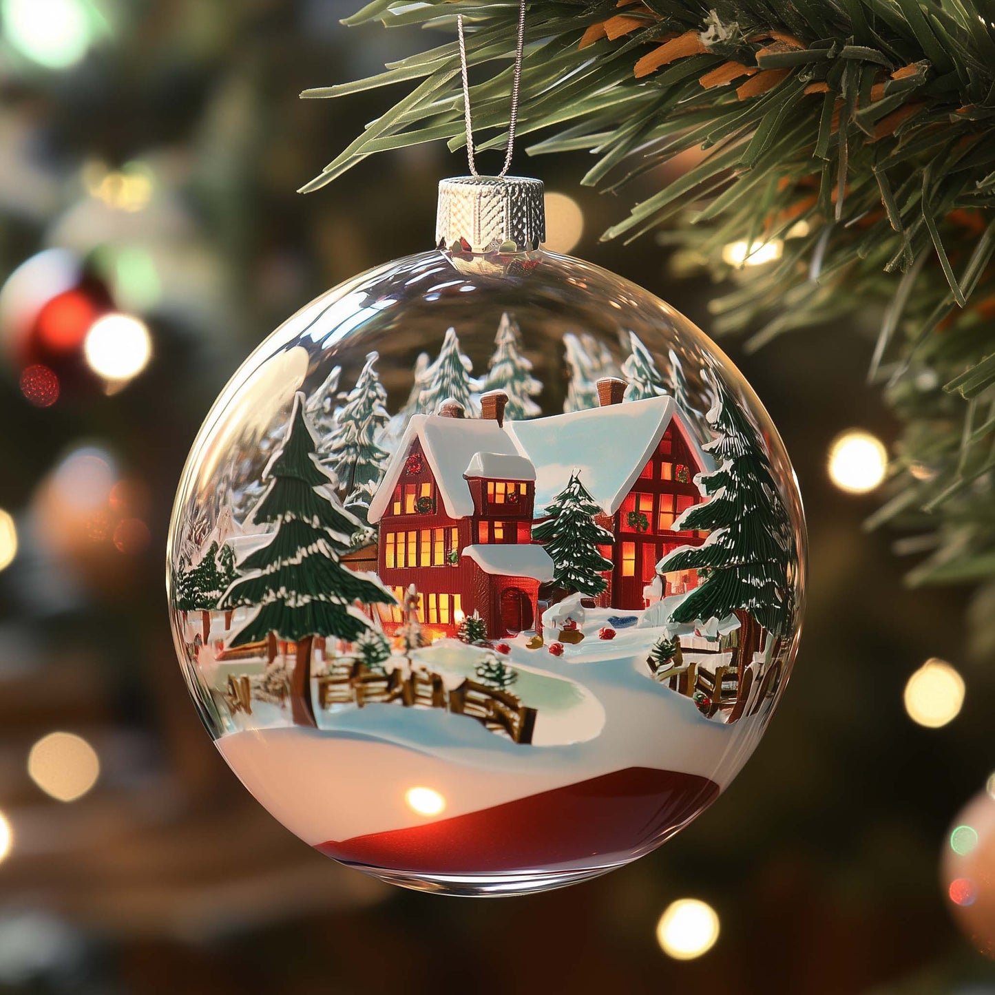 Cabin Globe Christmas Mica Ornament GFSPQM285