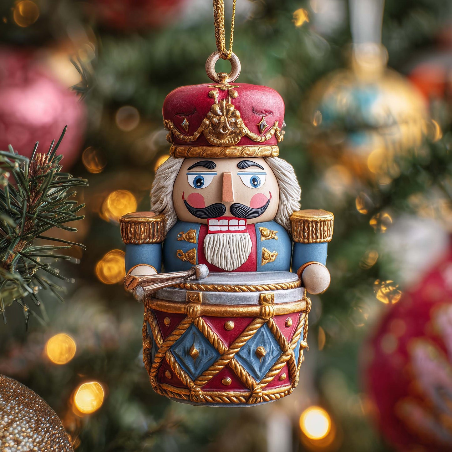 Drummer Nutcracker Christmas Mica Ornament GFSPQM287