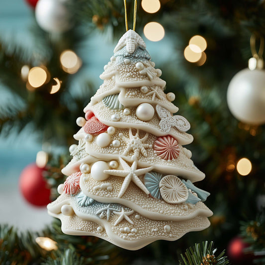 Seashell Tree Christmas Mica Ornament GFSPQM29