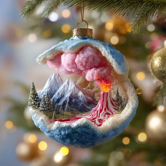 Volcano Diorama Christmas Mica Ornament GFSPQM295