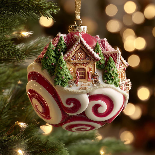 Peppermint Village Christmas Mica Ornament GFSPQM297