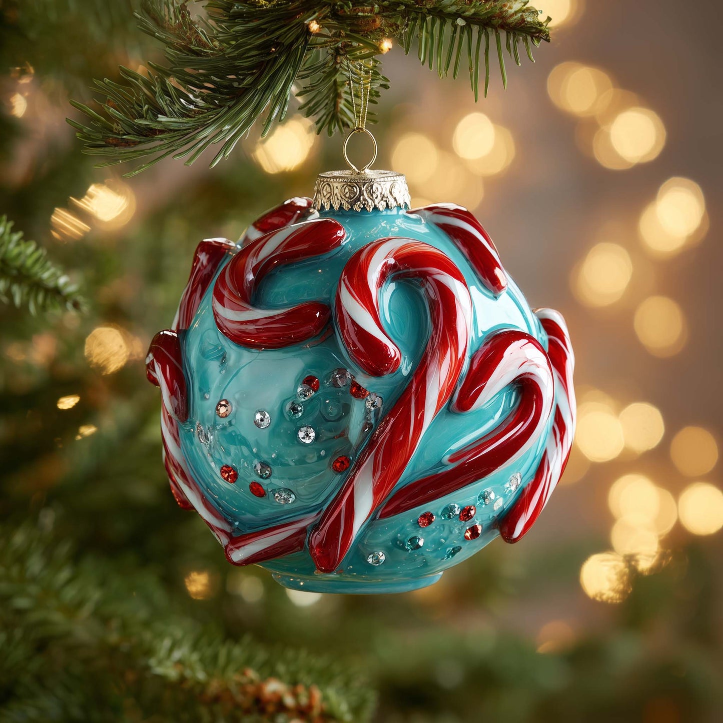 Peppermint Cluster Christmas Mica Ornament GFSPQM298
