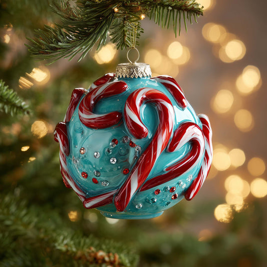 Peppermint Cluster Christmas Mica Ornament GFSPQM298