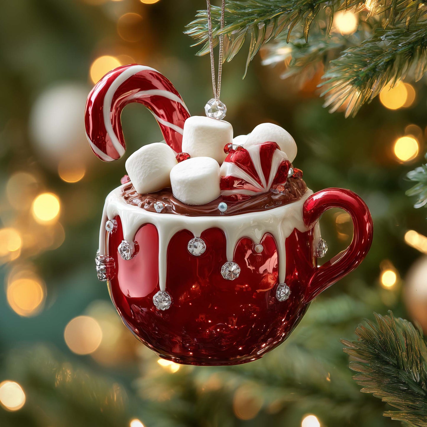 Cocoa Mug Christmas Mica Ornament GFSPQM302
