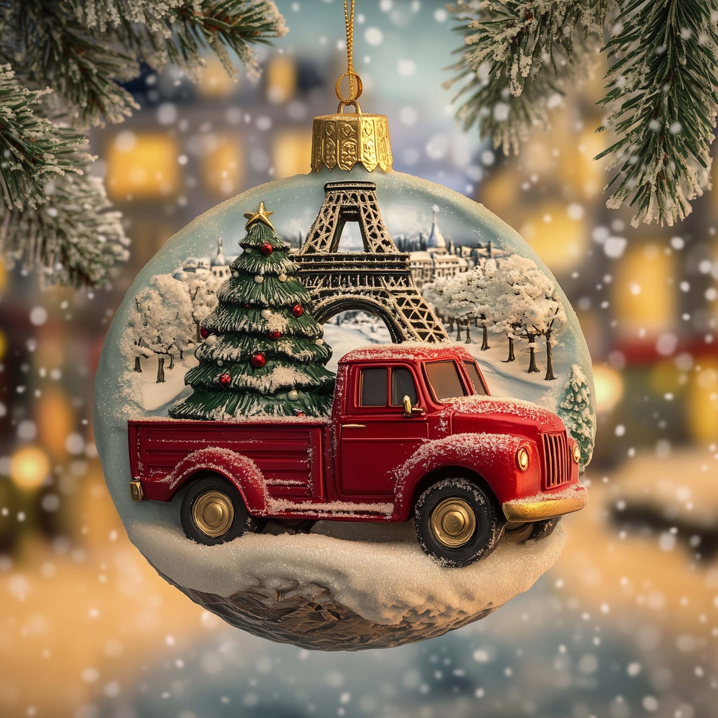 Parisian Truck Christmas Mica Ornament GFSPQM304