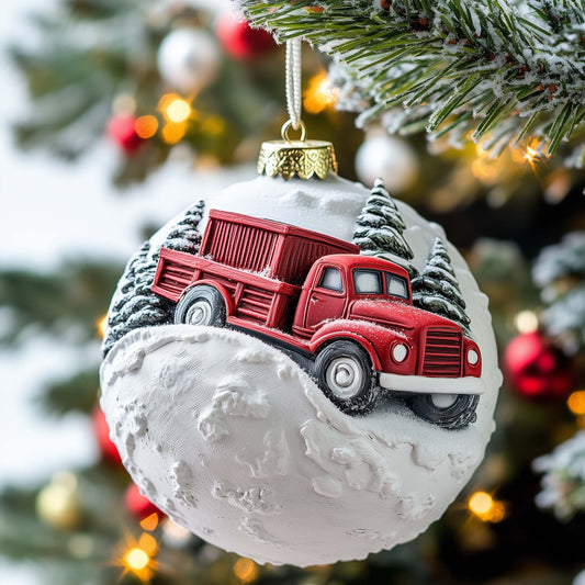 Snowy Truck Christmas Mica Ornament GFSPQM306