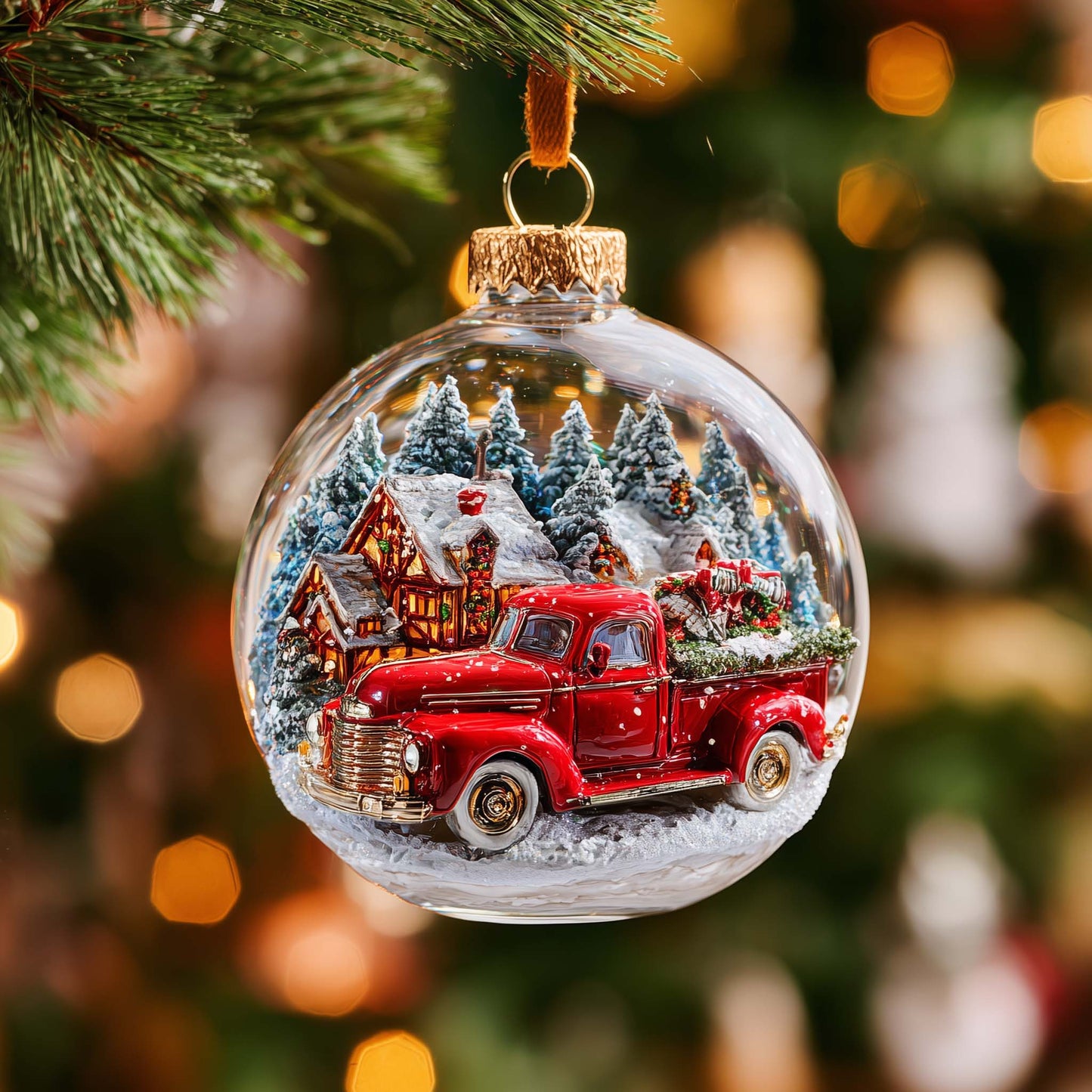 Cabin Truck Christmas Mica Ornament GFSPQM307