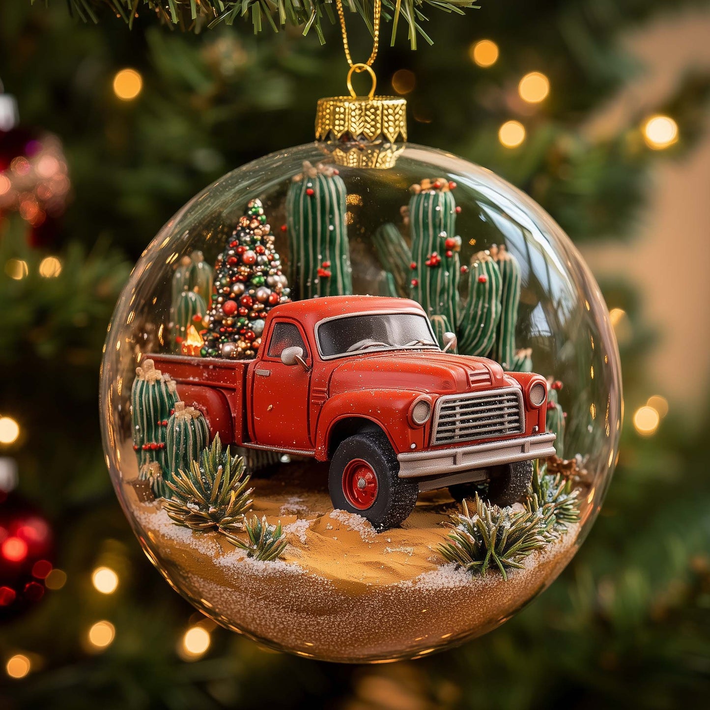 Cactus Globe Christmas Mica Ornament GFSPQM308