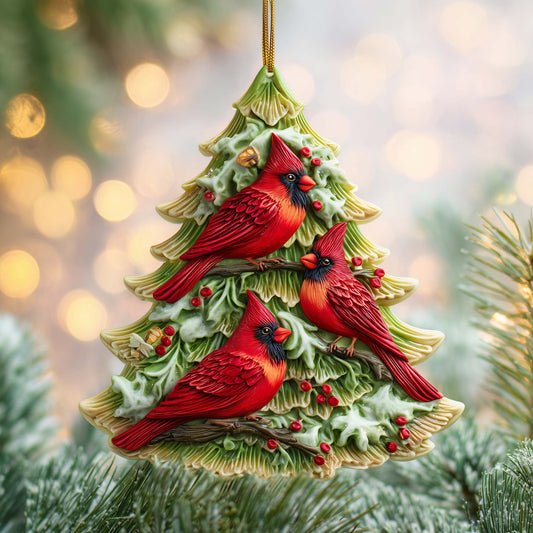 Cardinal Trio Christmas Mica Ornament GFSPQM31
