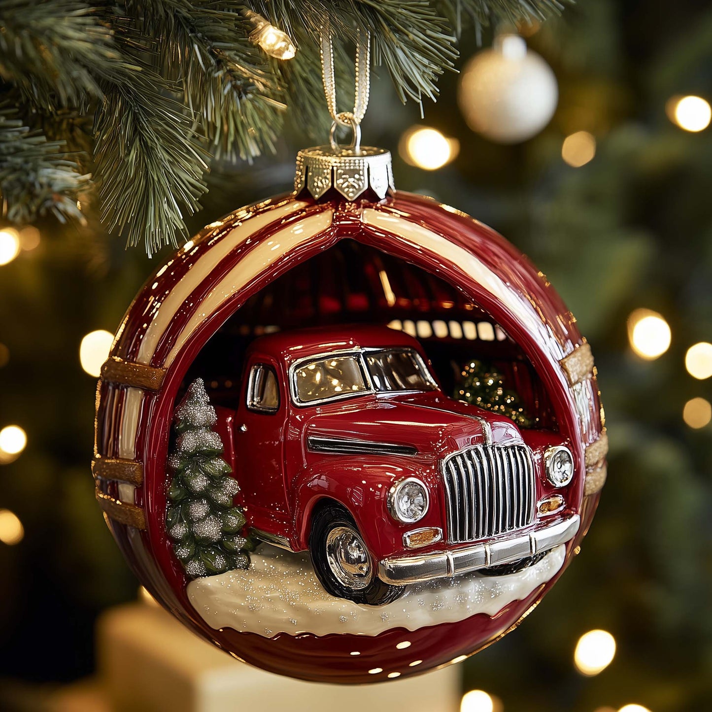 Barn Truck Christmas Mica Ornament GFSPQM310
