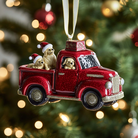 Puppy Truck Christmas Mica Ornament GFSPQM311