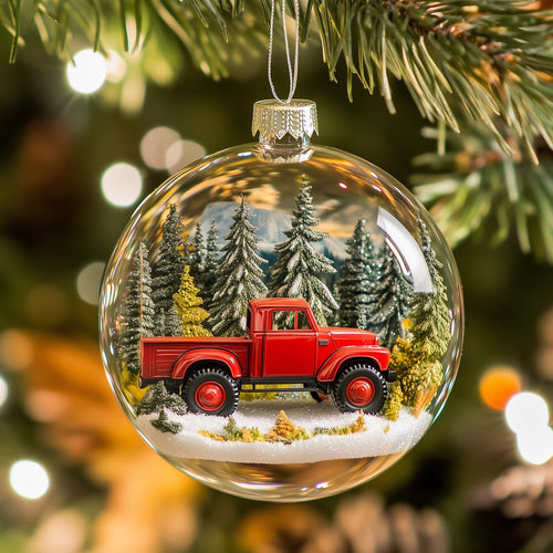 Forest Truck Christmas Mica Ornament GFSPQM313
