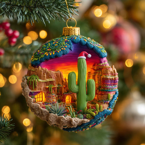 Canyon Cactus Christmas Mica Ornament GFSPQM318