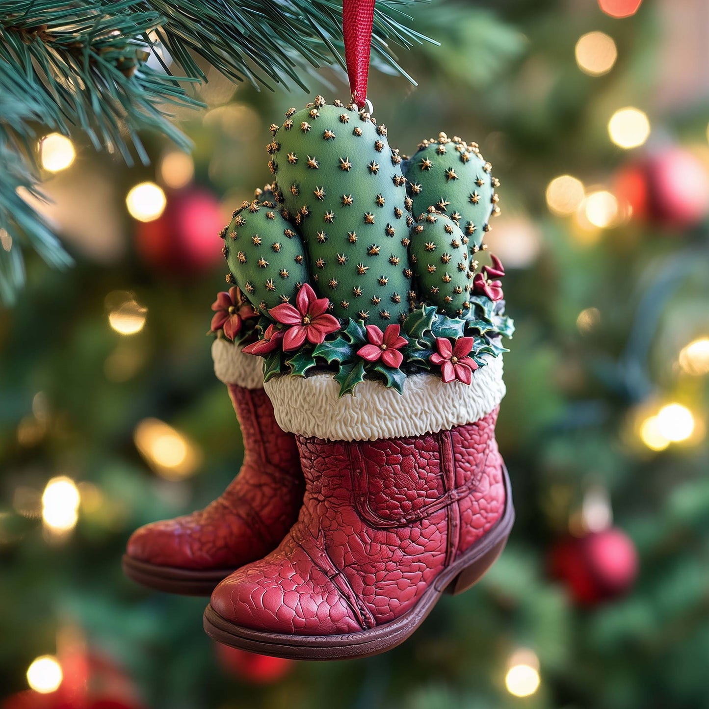 Cactus Boots Christmas Mica Ornament GFSPQM319