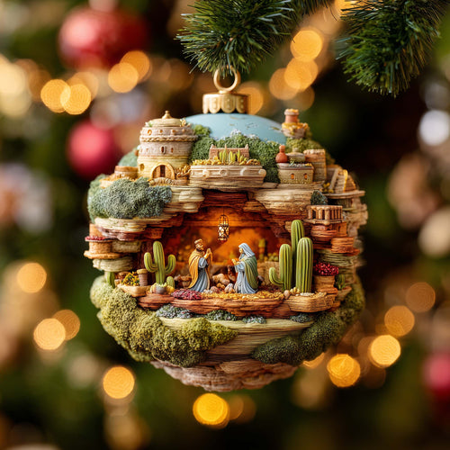 Desert Nativity Christmas Mica Ornament GFSPQM320
