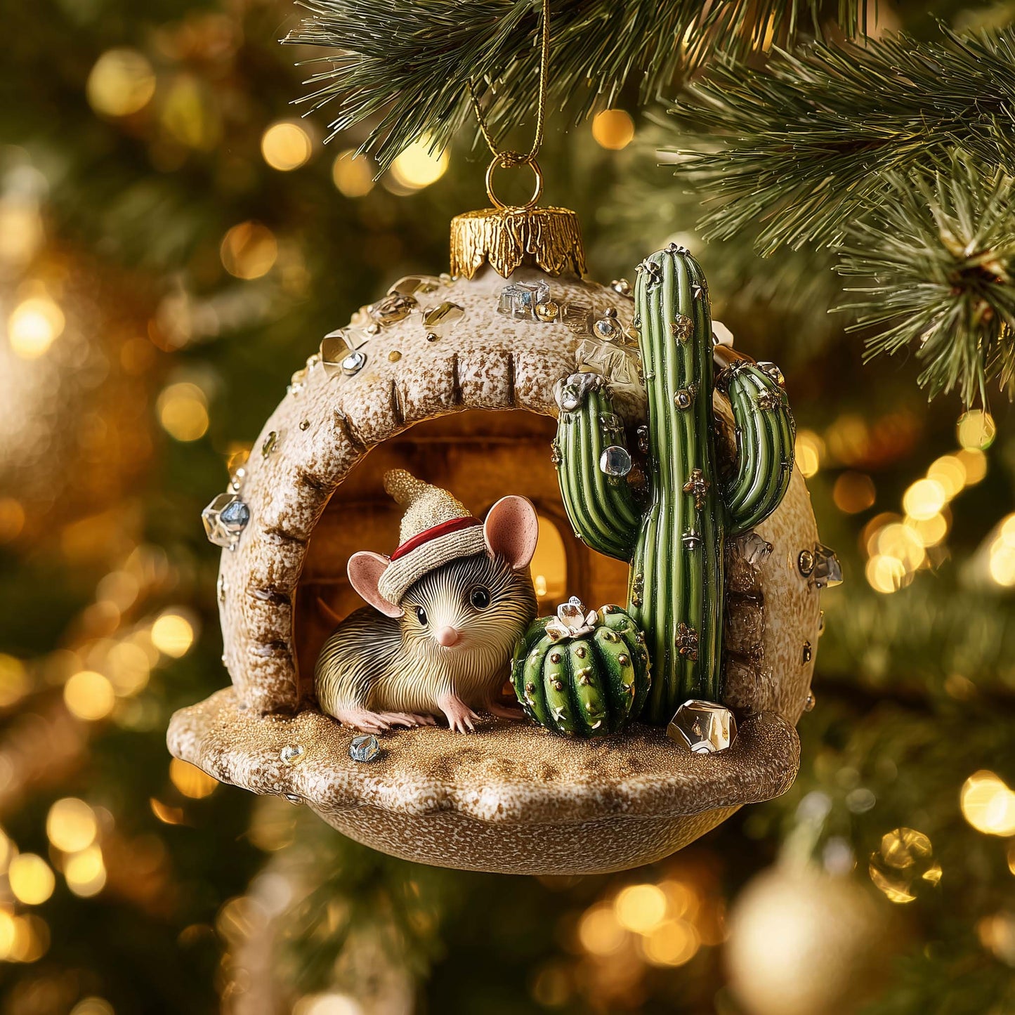 Desert Mouse Christmas Mica Ornament GFSPQM322