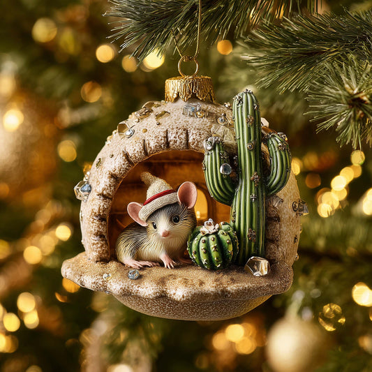 Desert Mouse Christmas Mica Ornament GFSPQM322