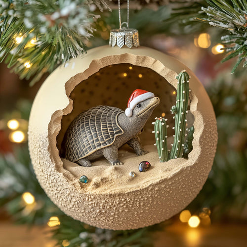 Santa Armadillo Christmas Mica Ornament GFSPQM323