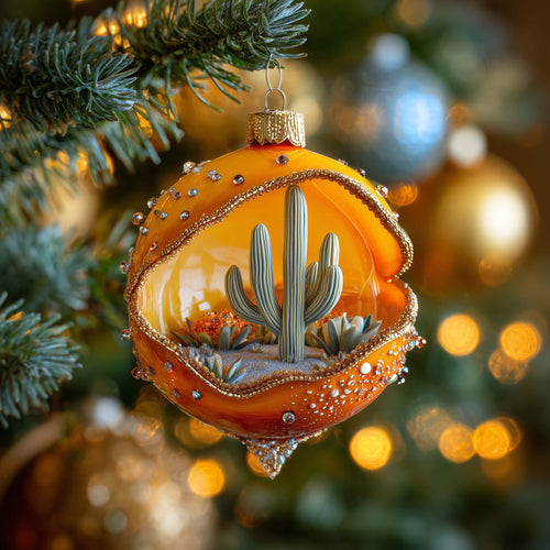 Cactus Diorama Christmas Mica Ornament GFSPQM324