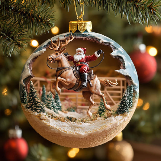 Reindeer Rider Christmas Mica Ornament GFSPQM327