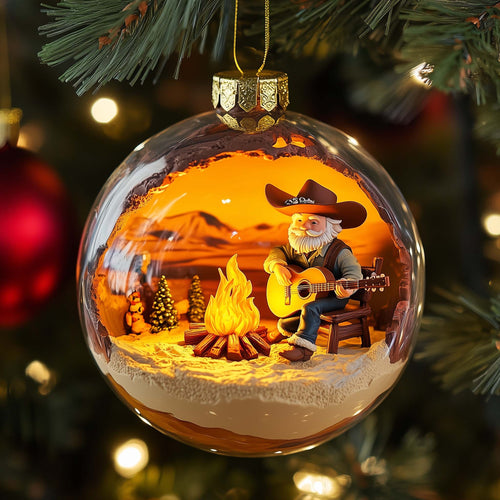 Campfire Santa Christmas Mica Ornament GFSPQM328