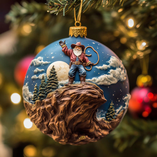 Cowboy Santa Christmas Mica Ornament GFSPQM329
