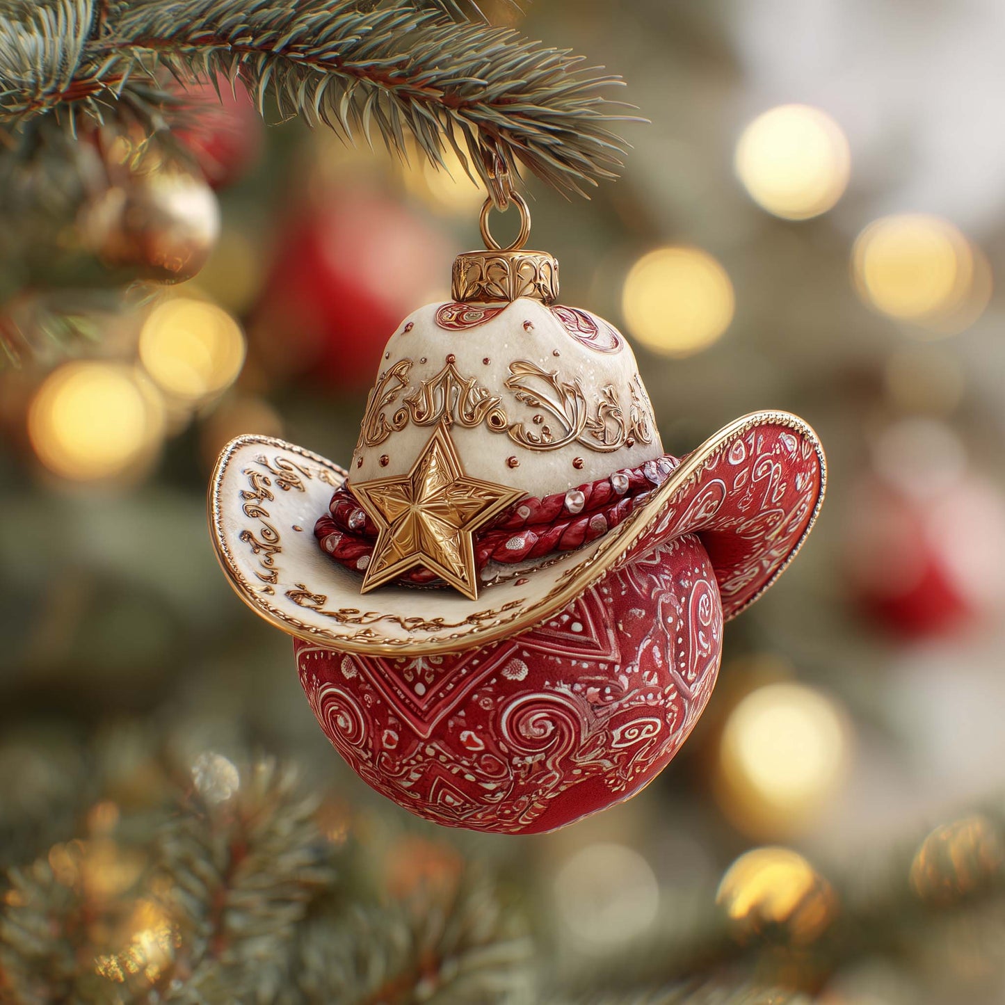 Cowboy Hat Christmas Mica Ornament GFSPQM331