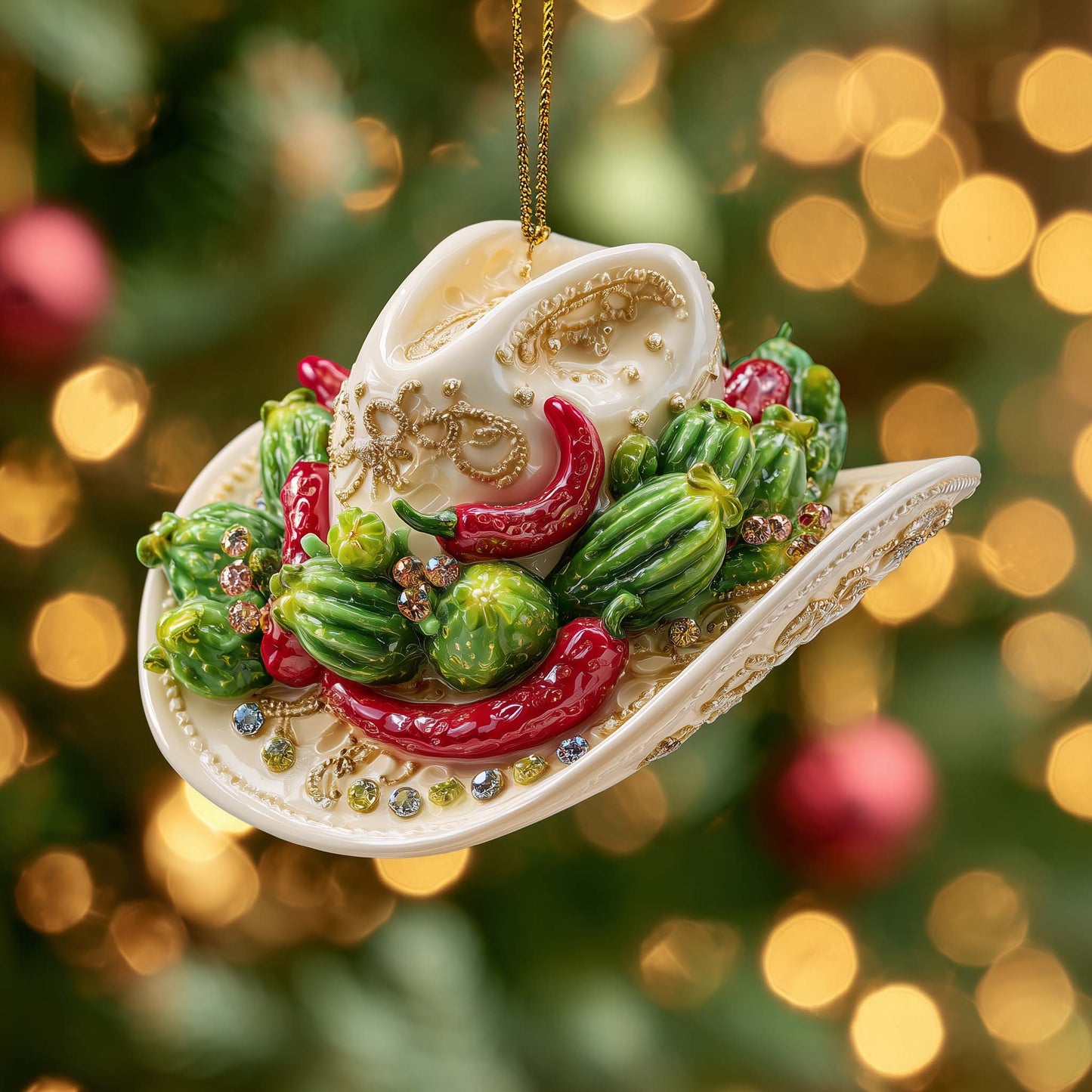 Chili Hat Christmas Mica Ornament GFSPQM332