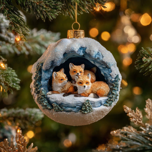 Fox Den Christmas Mica Ornament GFSPQM335