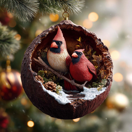 Cardinal Pair Christmas Mica Ornament GFSPQM343