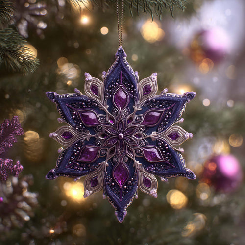 Amethyst Snowflake Christmas Mica Ornament GFSPQM34