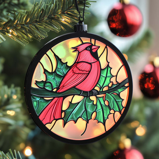 Stained Cardinal Christmas Mica Ornament GFSPQM350