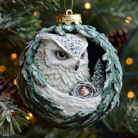 Nesting Owl Christmas Mica Ornament GFSPQM354