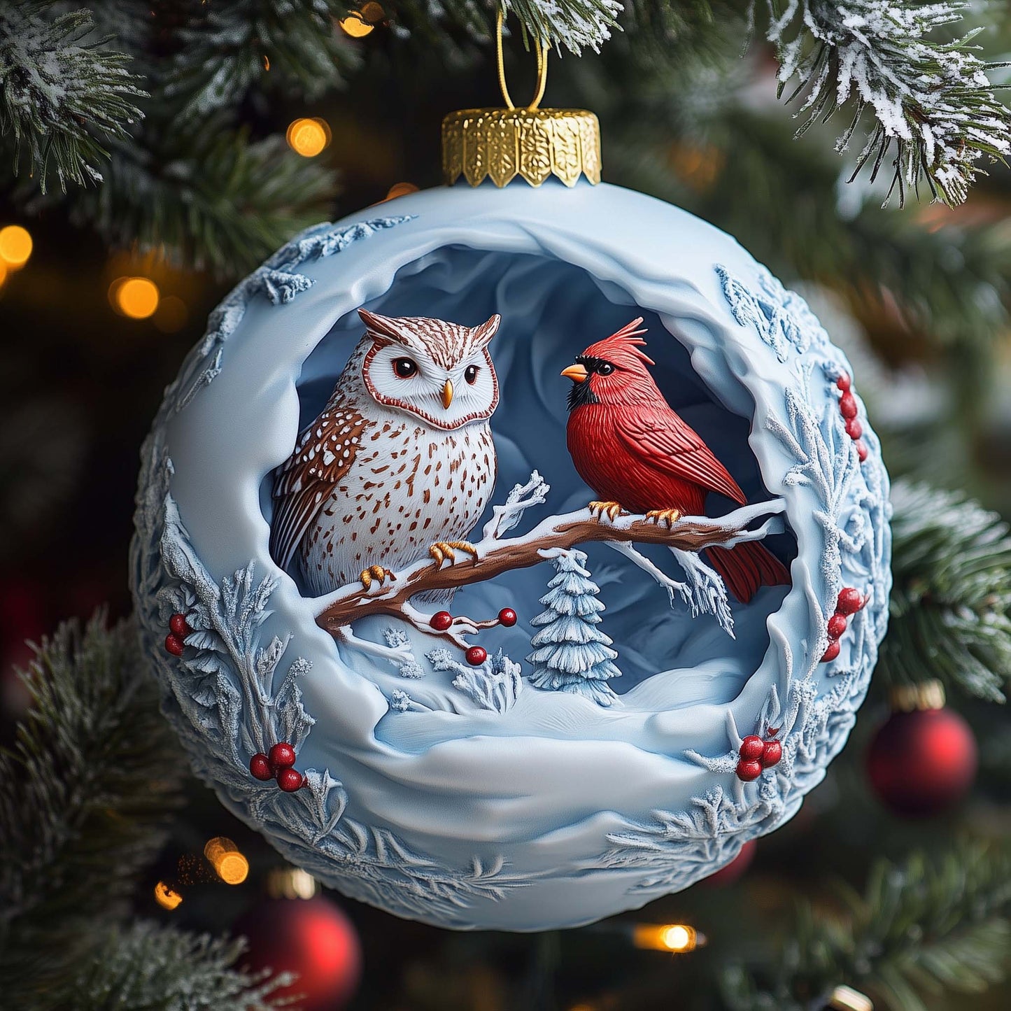 Winter Birds Christmas Mica Ornament GFSPQM355