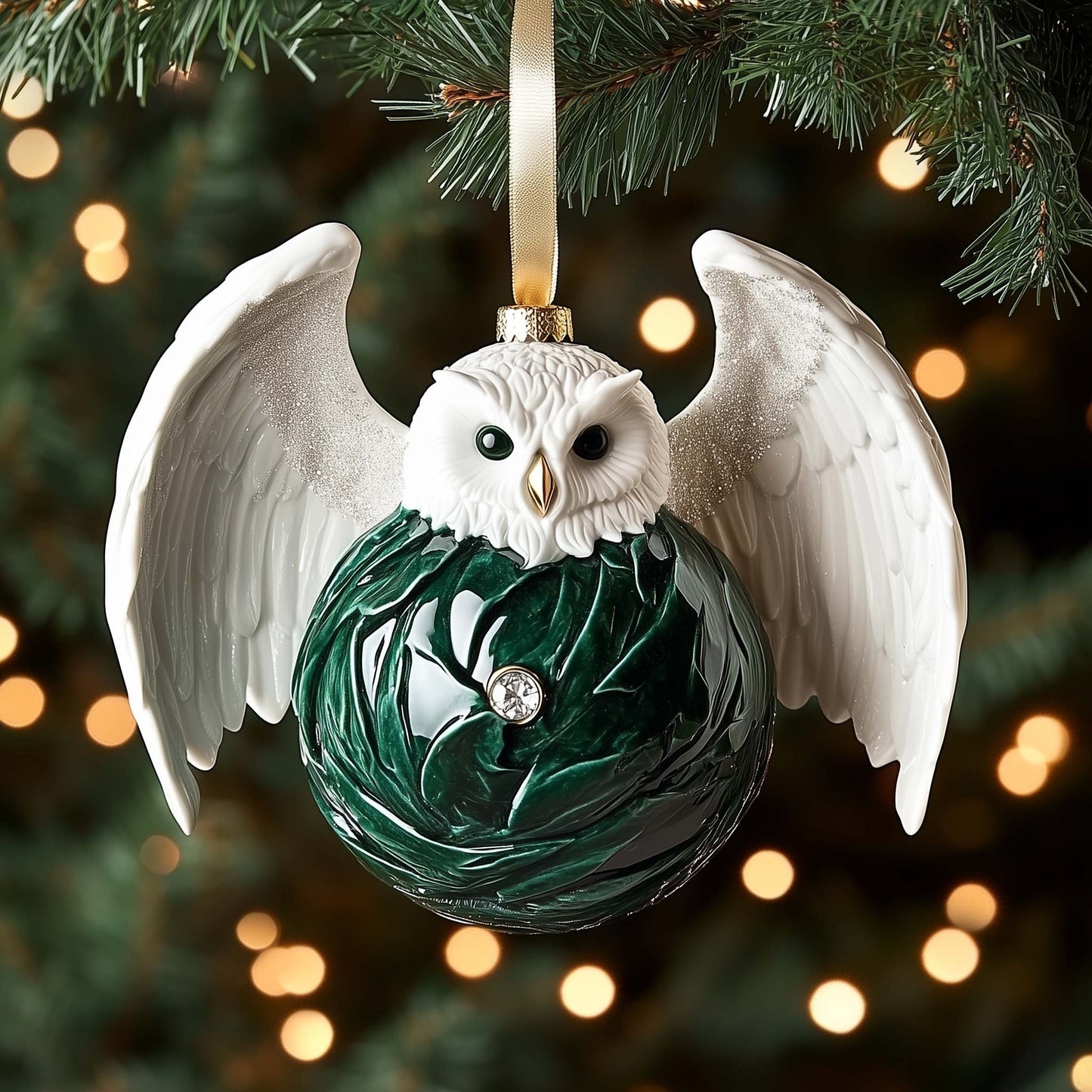 Winged Owl Christmas Mica Ornament GFSPQM357