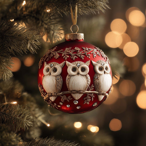 Owl Trio Christmas Mica Ornament GFSPQM358