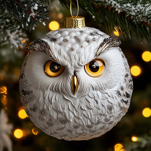 Owl Face Christmas Mica Ornament GFSPQM359