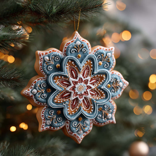 Gingerbread Snowflake Christmas Mica Ornament GFSPQM35