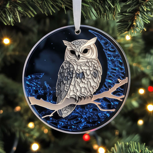 Moonlit Owl Christmas Mica Ornament GFSPQM360